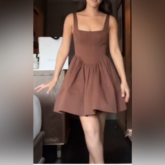 STAUD Brown Corset Mini Dress NWOT - Picture 6 of 16